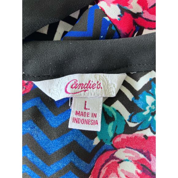 Candie's Floral Sleeveless Top Large - Picture 3 of 3
